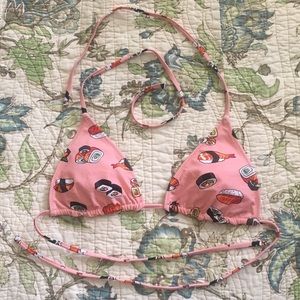sushi print bikini top